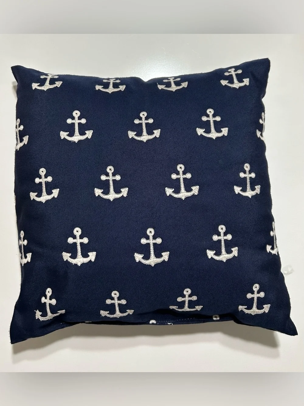 Nautical Anchor Accent Pillow - Navy and White 17”x17”